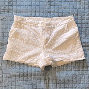White eyelet pattern shorts